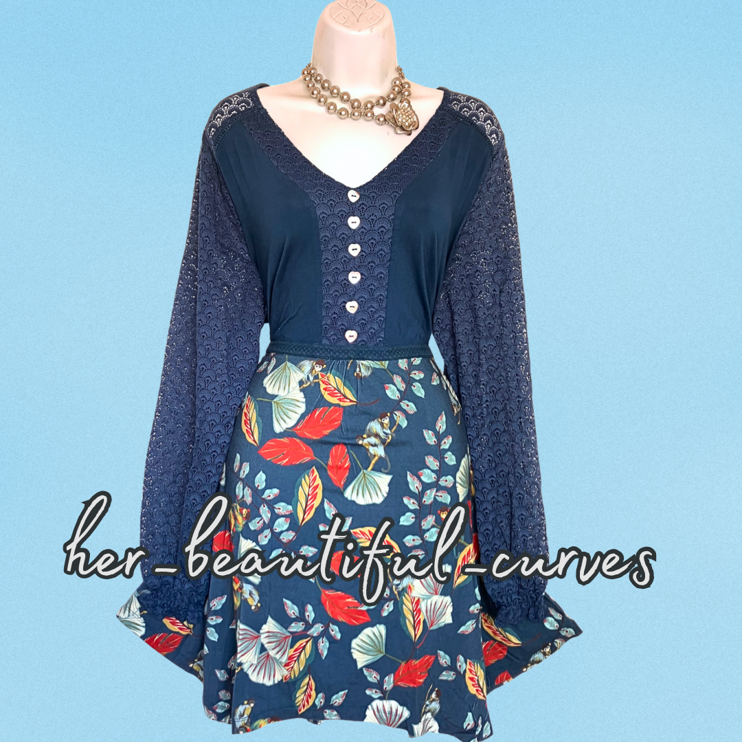 JOE BROWNS QUIRKY & UNIQUE HANDKERCHIEF HEM JERSEY PARTY DRESS SIZE 22