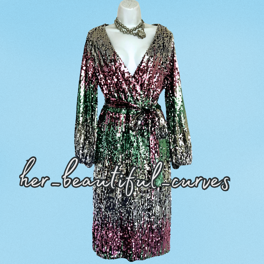 YOURS LONDON SHIMMERING SEQUINS COCKTAIL PARTY DRESS SIZE 20