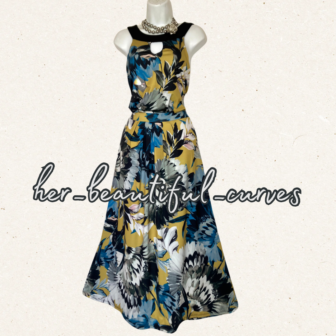 JOANNA HOPE KEYHOLE FLORAL PRINT JERSEY WEDDING OCCASION PARTY DRESS SIZE 18