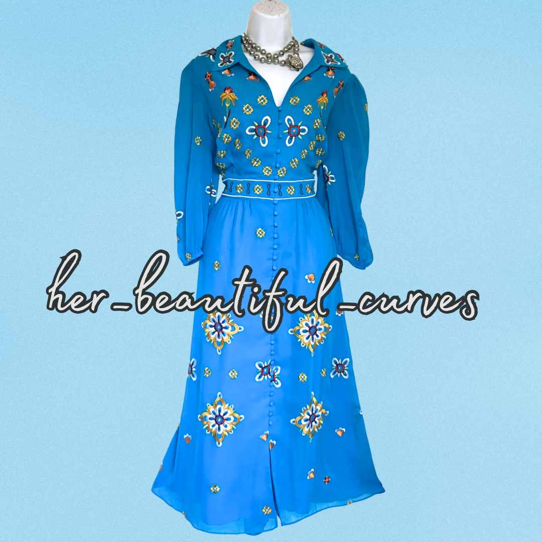 MONSOON EMBROIDERED FLORAL 40s STYLE WEDDING OCCASION PARTY DRESS SIZE 18