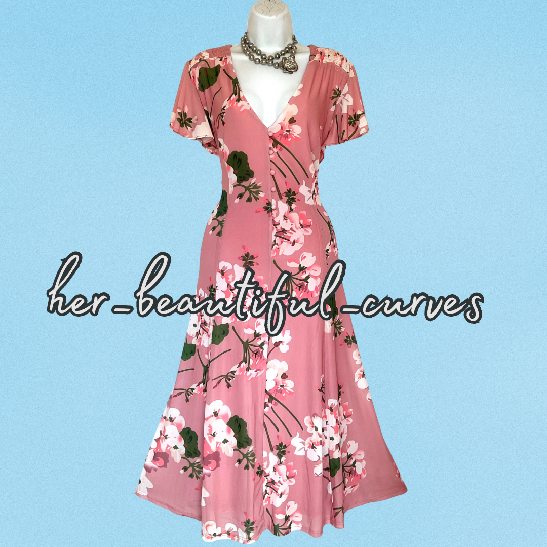 JOLIE MOI FLORAL PRINT 40s JERSEY OCCASION PARTY DRESS SIZE 20