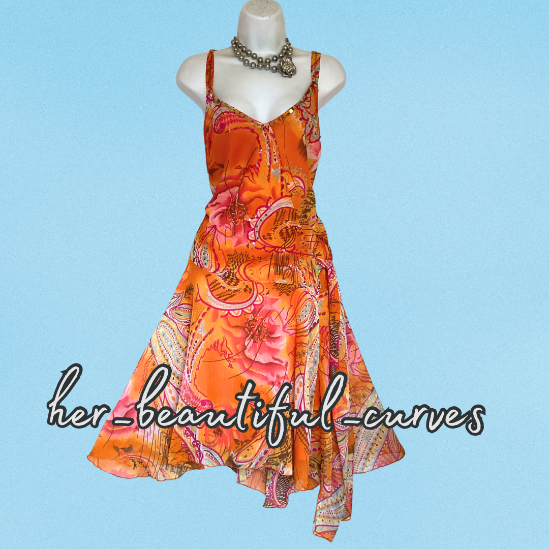 JOE BROWNS PAISLEY FLORAL HANDKERCHIEF HEM OCCASION PARTY DRESS SIZE 18