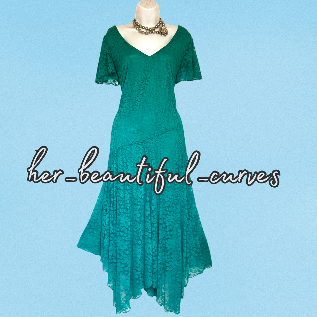 JOANNA HOPE FLORAL LACE HANDKERCHIEF HEM OCCASION PARTY DRESS SIZE 18 new