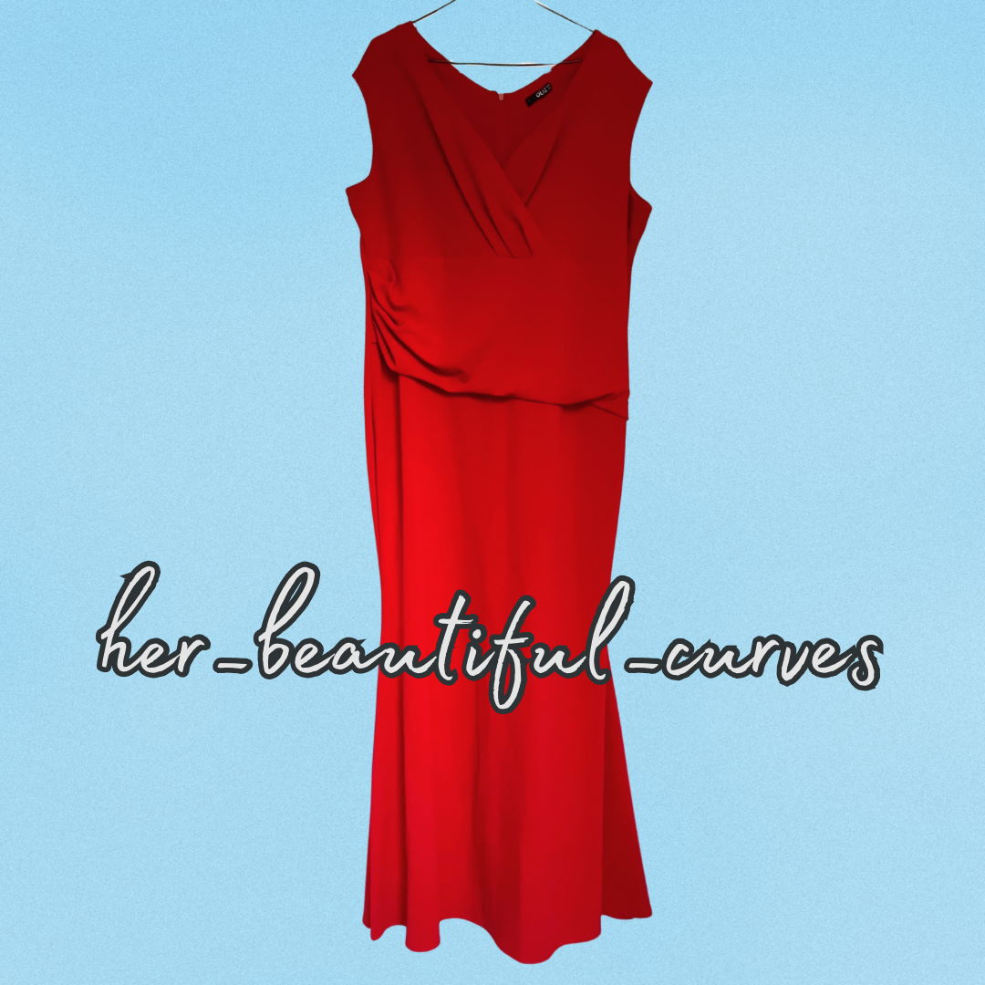 QUIZ RED MAXI WEDDING EVENING PARTY DRESS SIZE 22