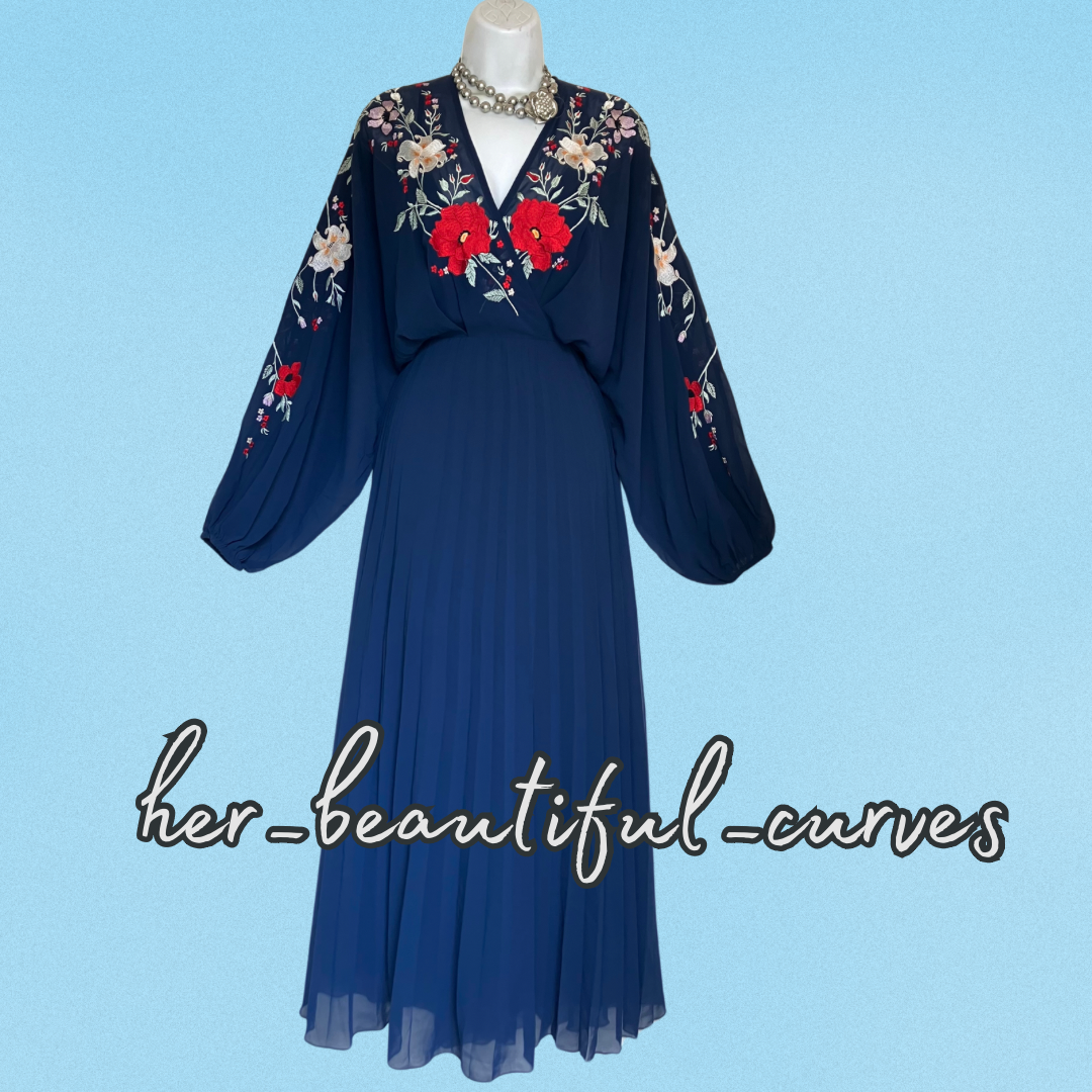 ASOS EMBROIDERED FLORAL PLEATED WEDDING OCCASION PARTY DRESS SIZE 14