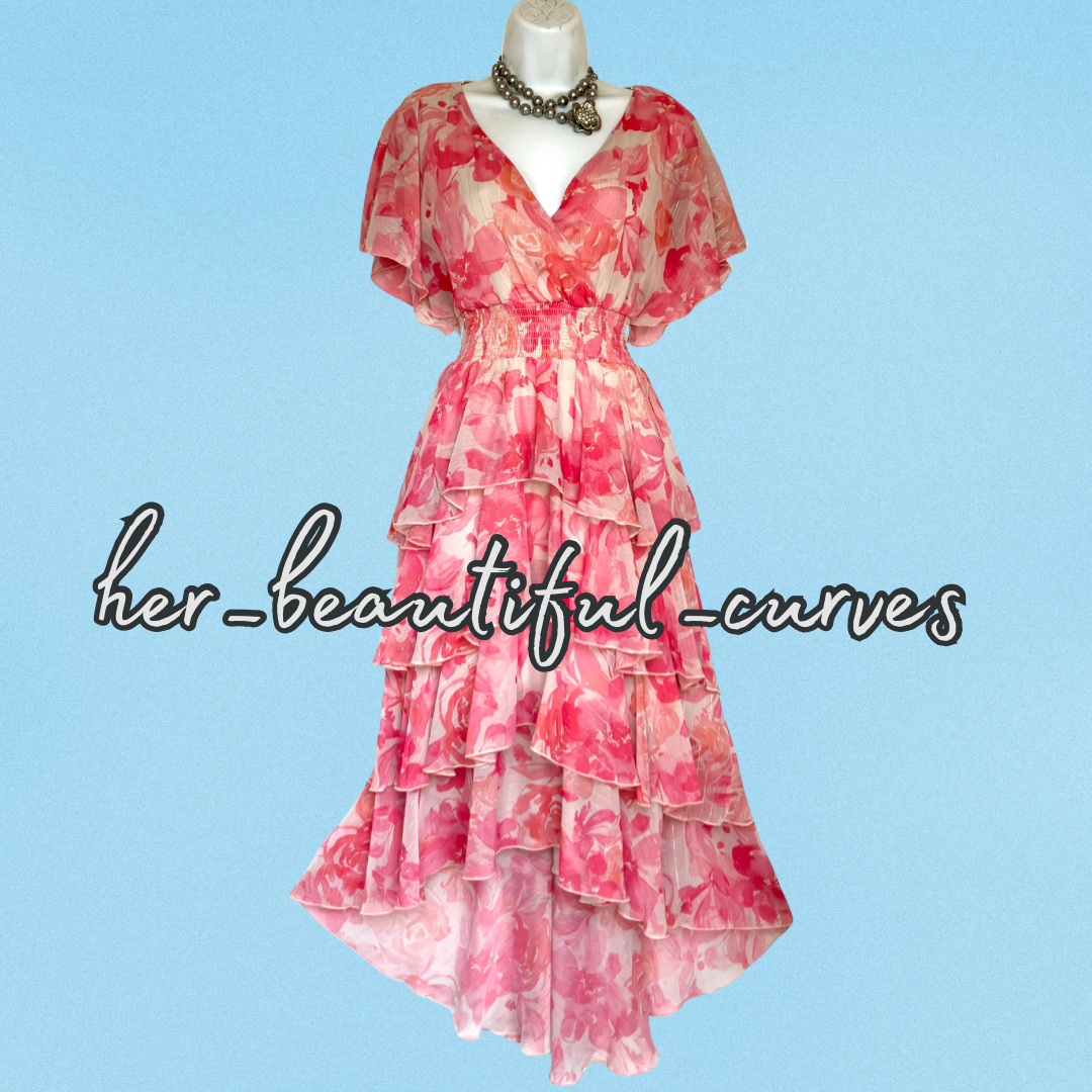 QUIZ FLORAL SHIMMERING THREDS WEDDING OCCASION PARTY DRESS SIZE 14