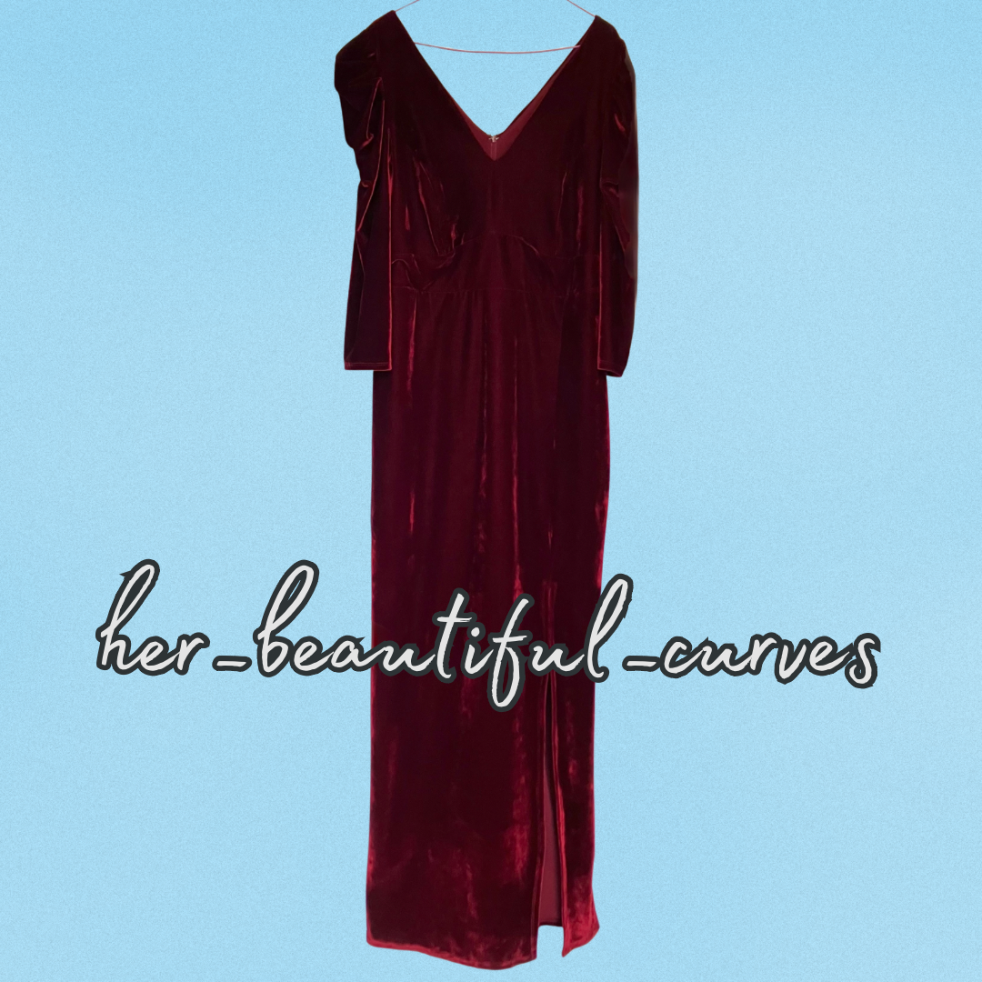 MONSOON RICH VELVET PUFF SLEEVE MAXI EVENING PARTY DRESS SIZE 18