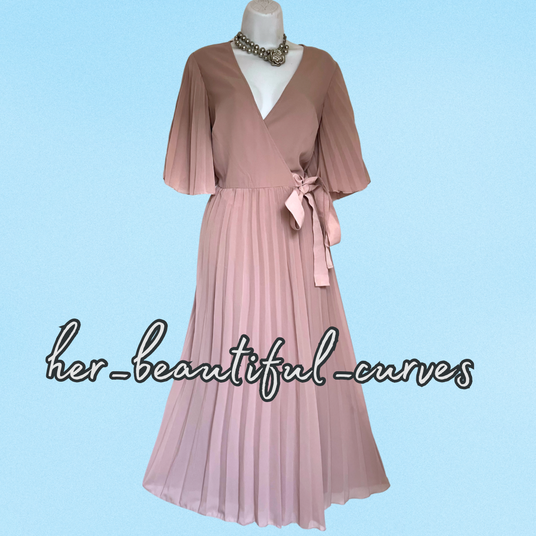 ASOS PLEATED WEDDING OCCASION PARTY WRAP DRESS SIZE 16