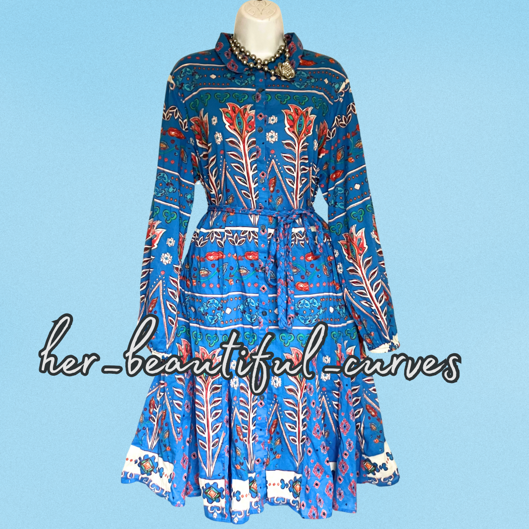 MONSOON FLORAL PRINT SHIRT PARTY DRESS SIZE 18