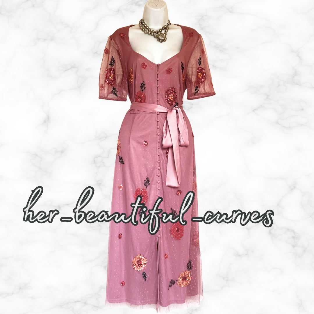 MONSOON SEQUINNED 40s STYLE WEDDING OCCASION PARTY DRESS SIZE 16