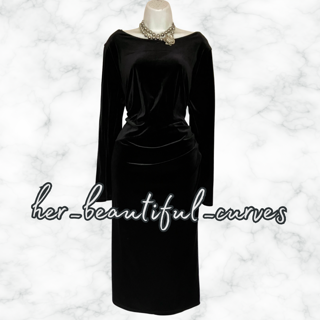 MONSOON BLACK VELVET OCCASION PARTY DRESS SIZE 22