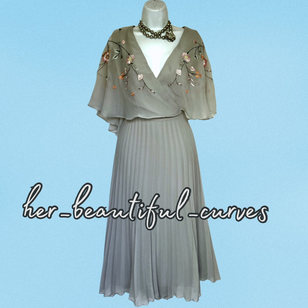 ASOS EMBROIDERED FLORAL PLEATED OCCASION PARTY DRESS SIZE 20