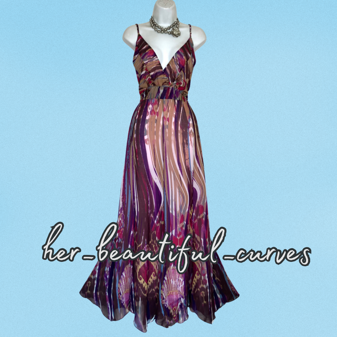 PER UNA ART DECO PRINT HANDKERCHIEF HEM COCKTAIL PARTY DRESS SIZE 20L