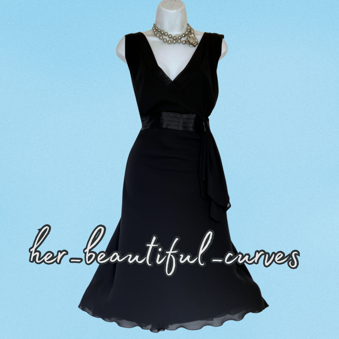 DEBENHAMS Gorgeous Black Flippy Empire Line Evening Party Dress Size 20