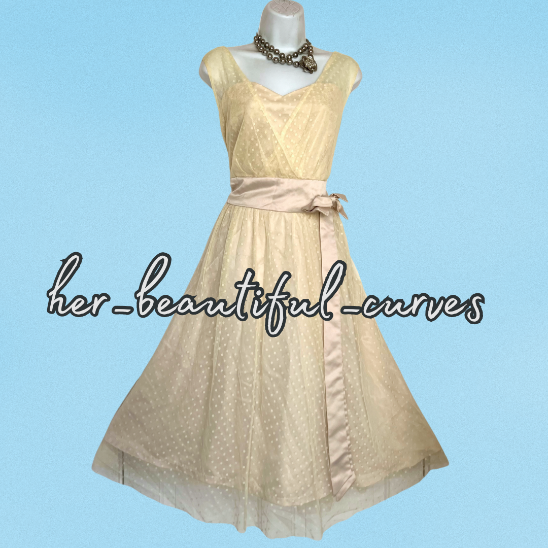 LINDY BOP POLKA DOTS VINTAGE STYLE OCCASION PARTY DRESS SIZE 20 fits 18