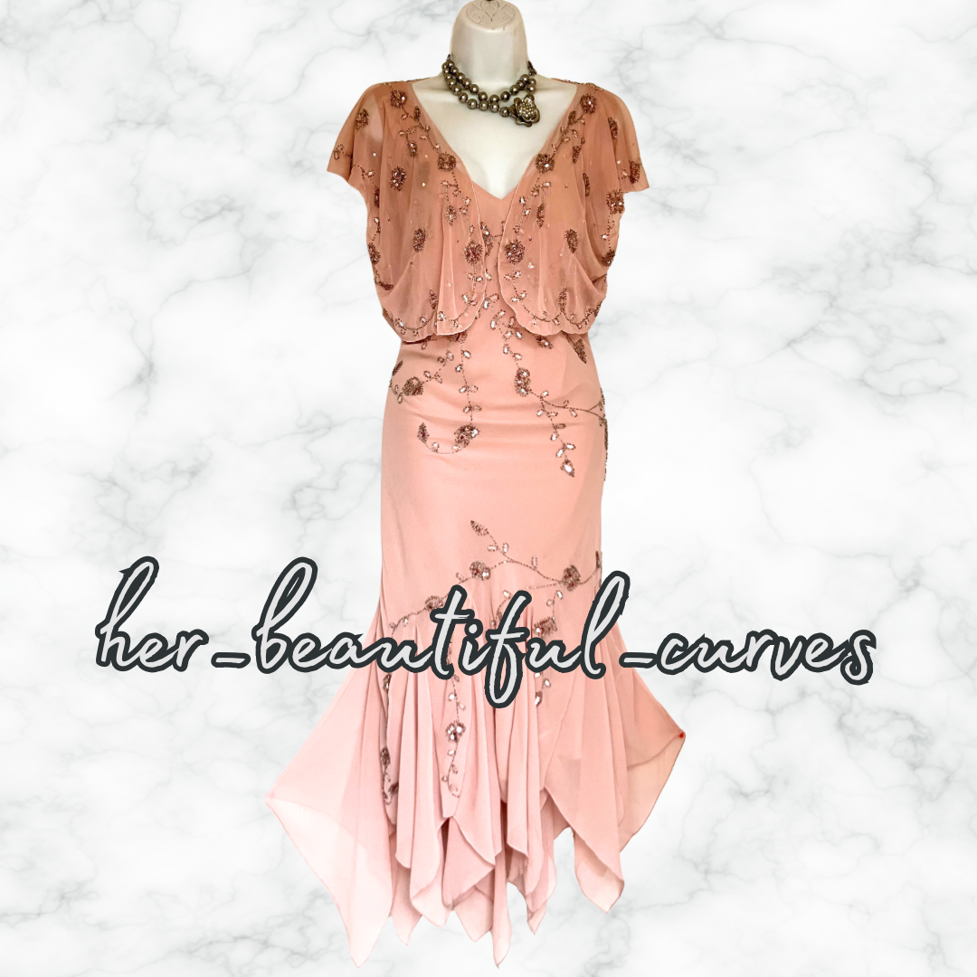 BERKERTEX SEQUINED BEADED OCCASION PARTY DRESS & BOLERO SIZE 18