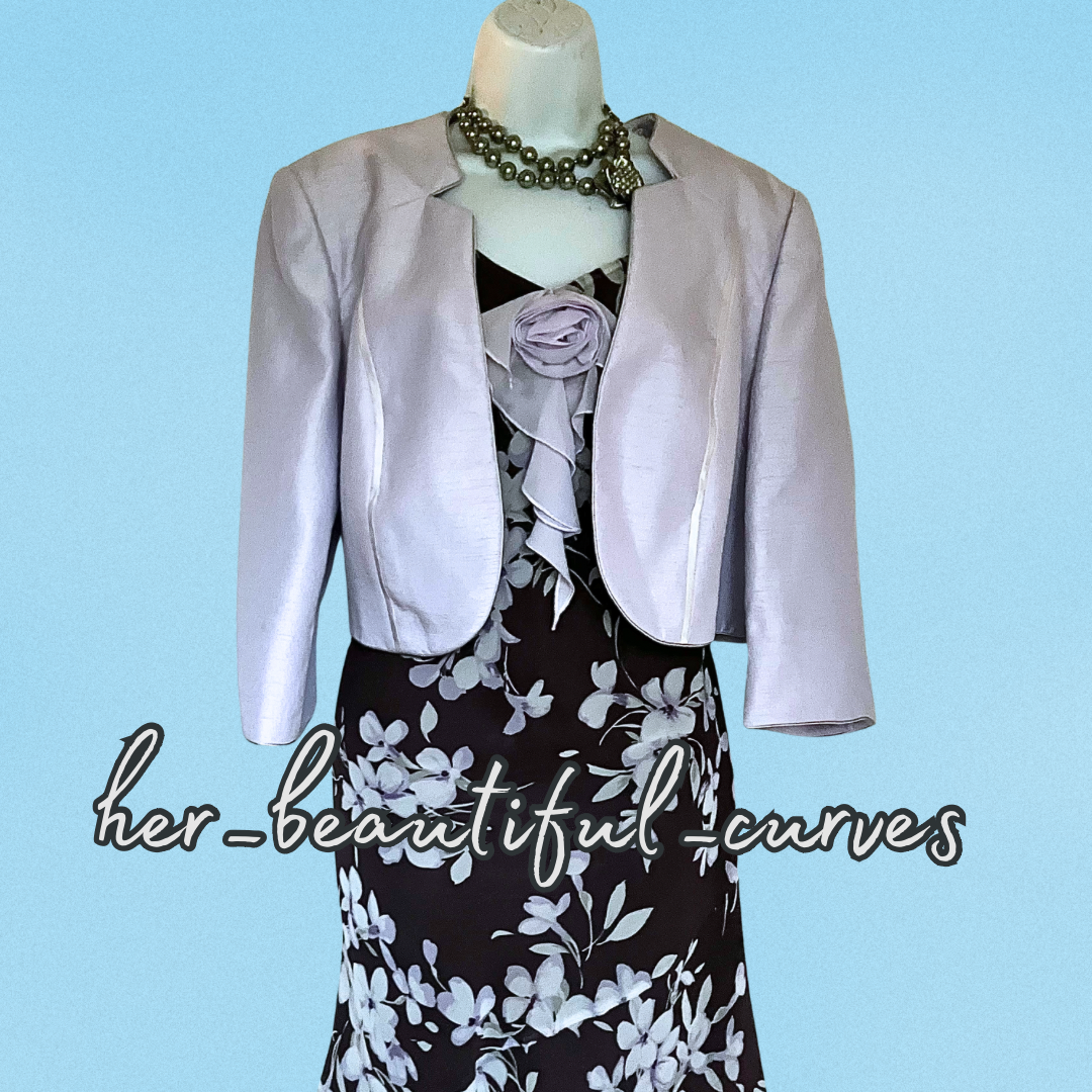 JACQUES VERT FLORAL PRINT WEDDING OCCASION PARTY DRESS SIZE 18 Jacket SIZE 20