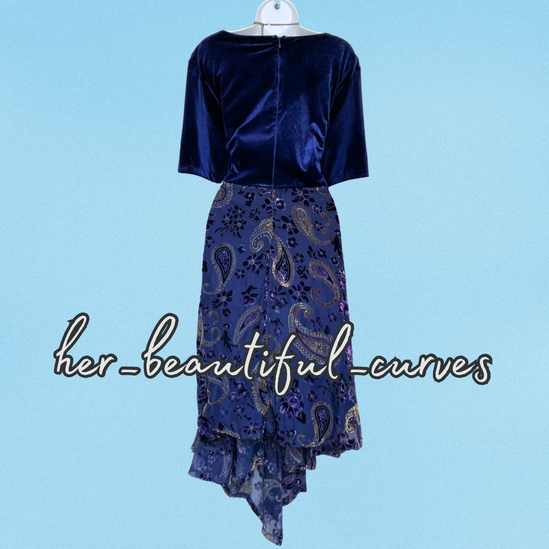 JOE BROWNS VELVET PAISLEY FLORAL PATTERN PARTY DRESS SIZE 24