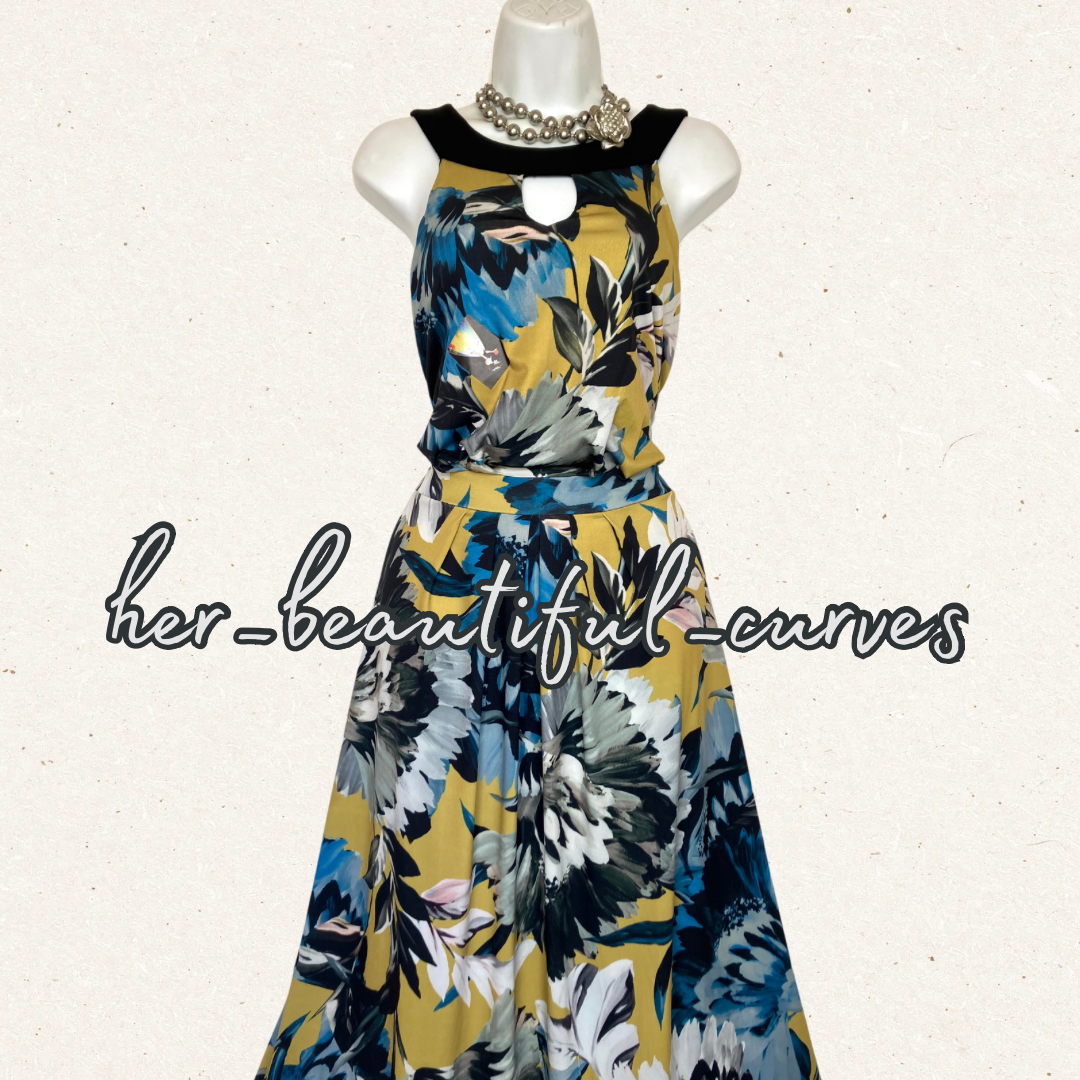 JOANNA HOPE KEYHOLE FLORAL PRINT JERSEY WEDDING OCCASION PARTY DRESS SIZE 18