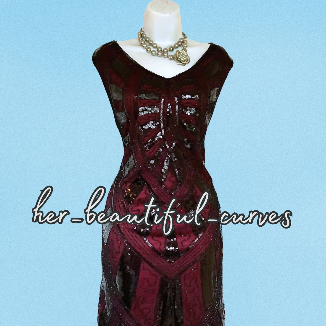 Metme 20s GATSBY FLAPPER SEQUINED BEADED FRINGED DRESS SIZE XXL fits 16 new