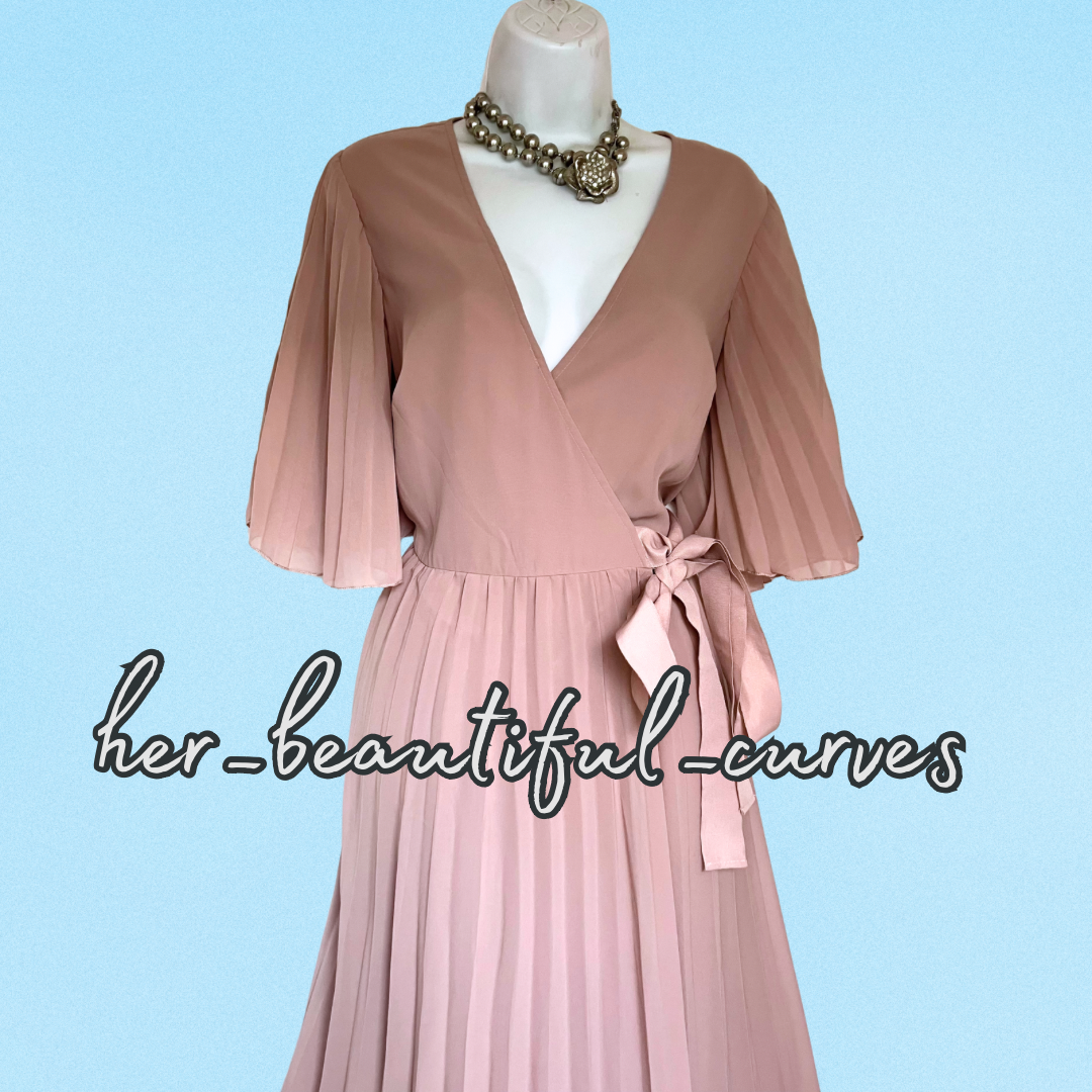 ASOS PLEATED WEDDING OCCASION PARTY WRAP DRESS SIZE 16