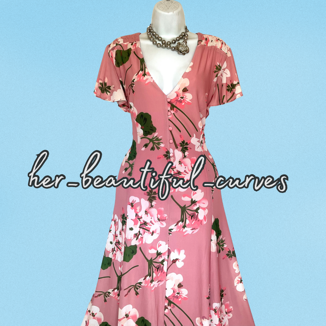 JOLIE MOI FLORAL PRINT 40s JERSEY OCCASION PARTY DRESS SIZE 20