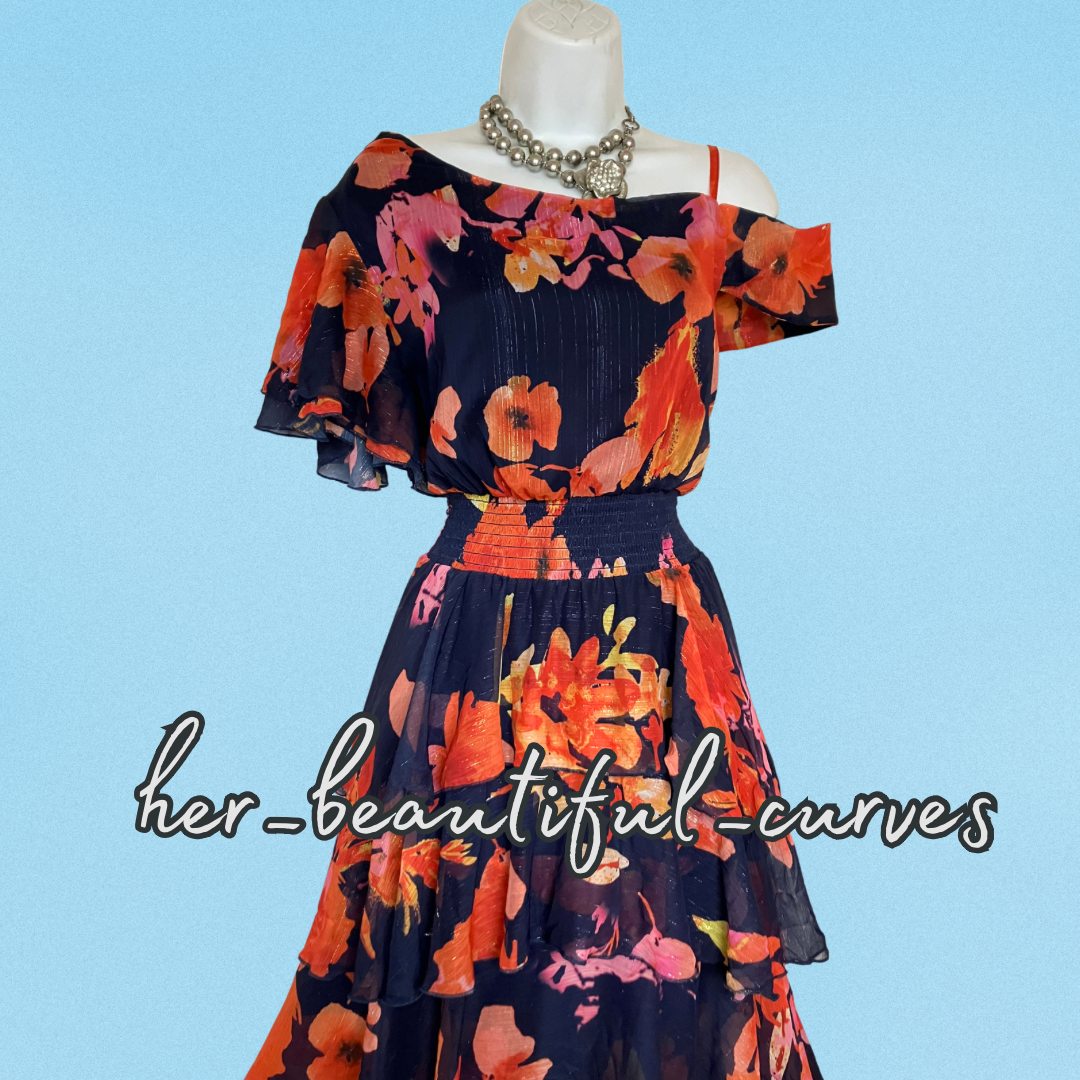 QUIZ FLORAL PRINT TIERED WEDDING OCCASION PARTY DRESS SIZE 18