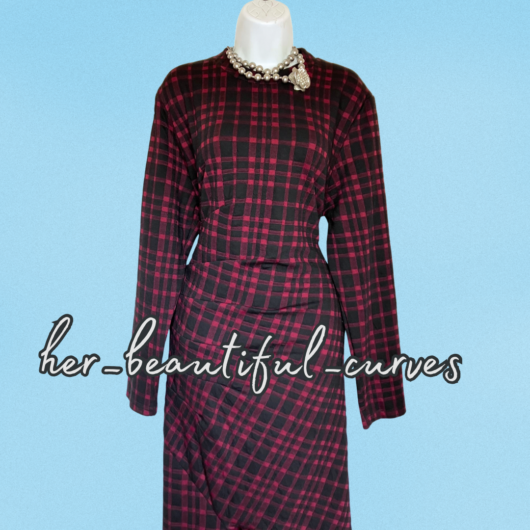 JOE BROWNS TARTAN PRINT JERSEY PARTY DRESS SIZE 18