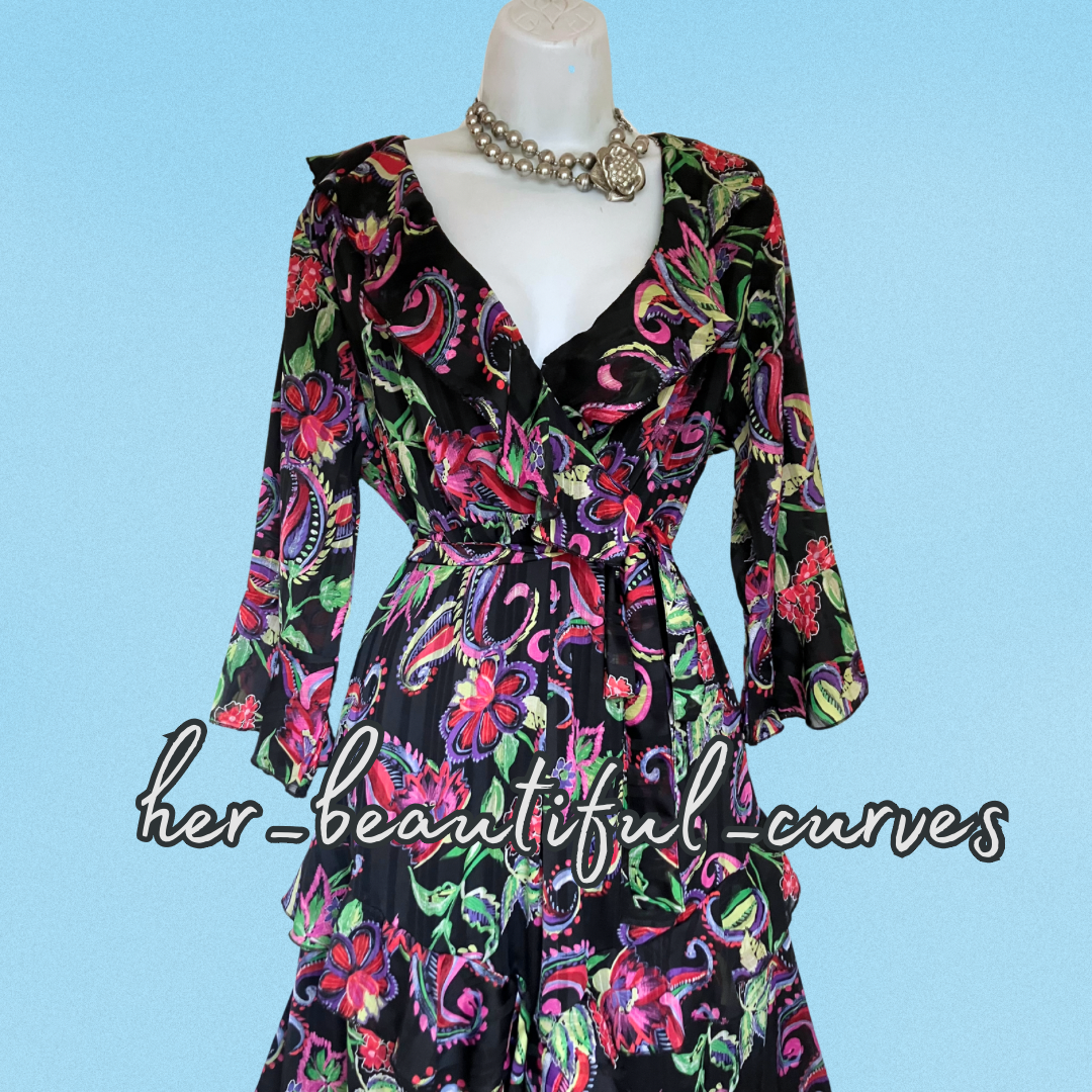 JOE BROWNS PAISLEY FLORAL PRINT HANDKERCHIEF HEM OCCASION PARTY DRESS SIZE 18