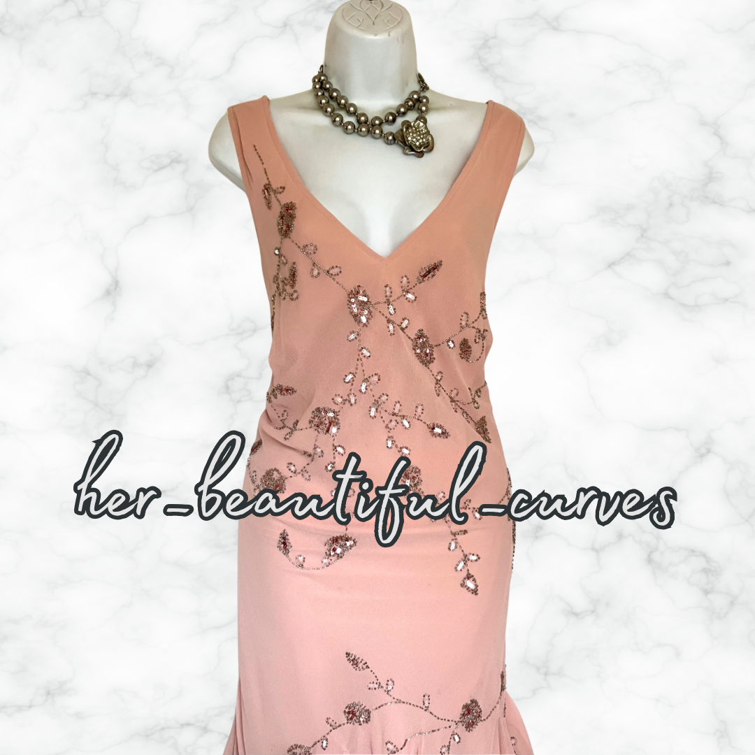 BERKERTEX SEQUINED BEADED OCCASION PARTY DRESS & BOLERO SIZE 18