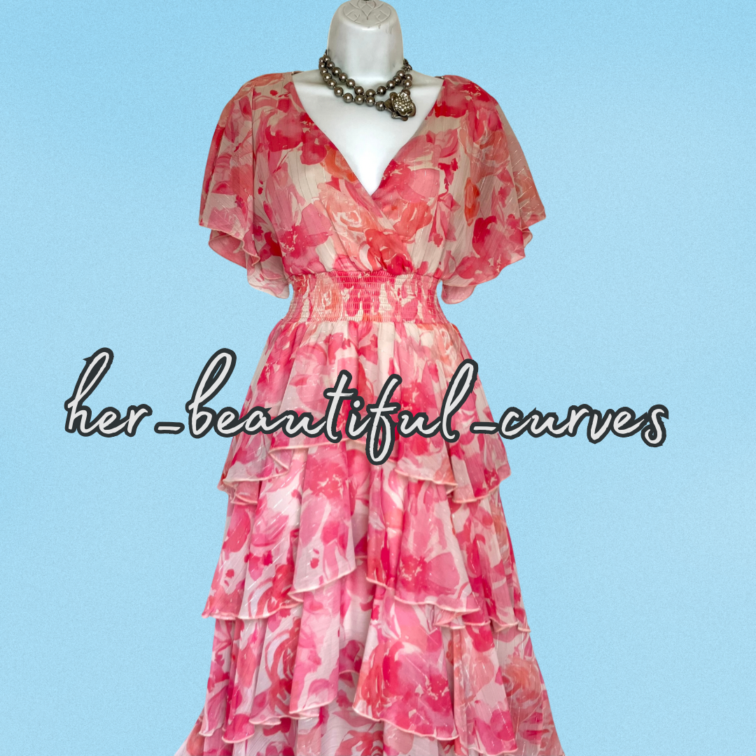 QUIZ FLORAL SHIMMERING THREDS WEDDING OCCASION PARTY DRESS SIZE 14