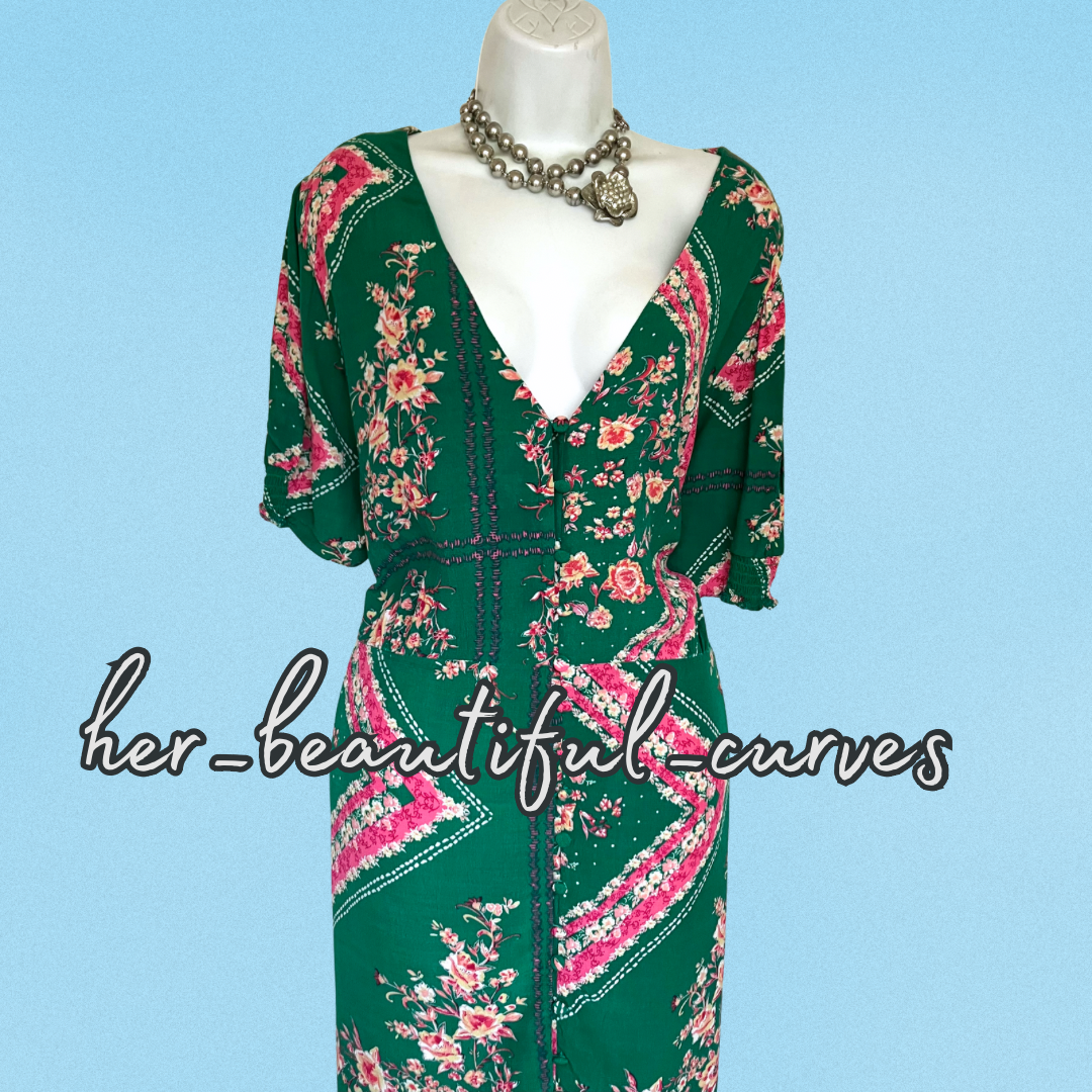 MONSOON FLORAL PRINT 40s STYLE WEDDING OCCASION PARTY DRESS SIZE 22