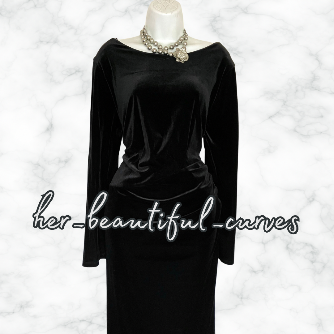 MONSOON BLACK VELVET OCCASION PARTY DRESS SIZE 22