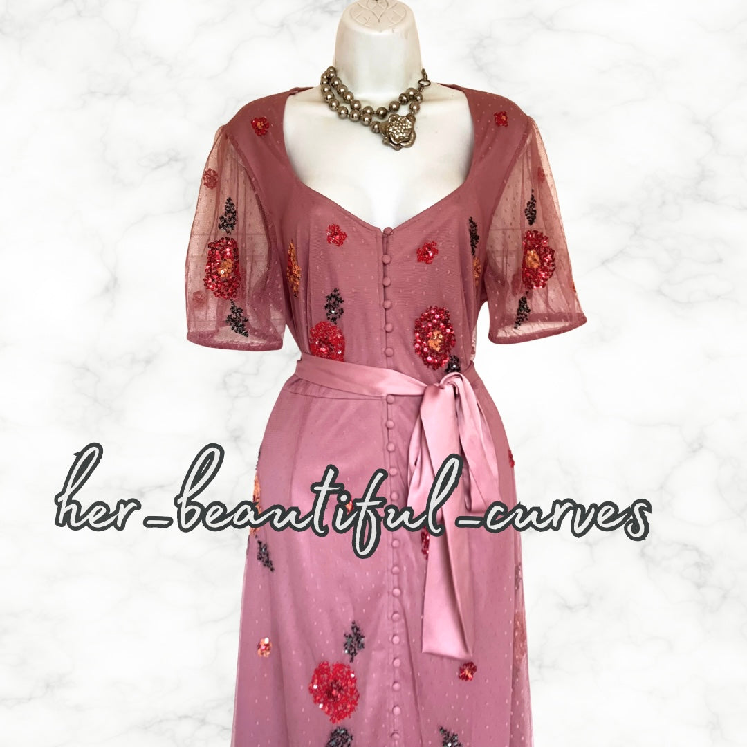 MONSOON SEQUINNED 40s STYLE WEDDING OCCASION PARTY DRESS SIZE 16