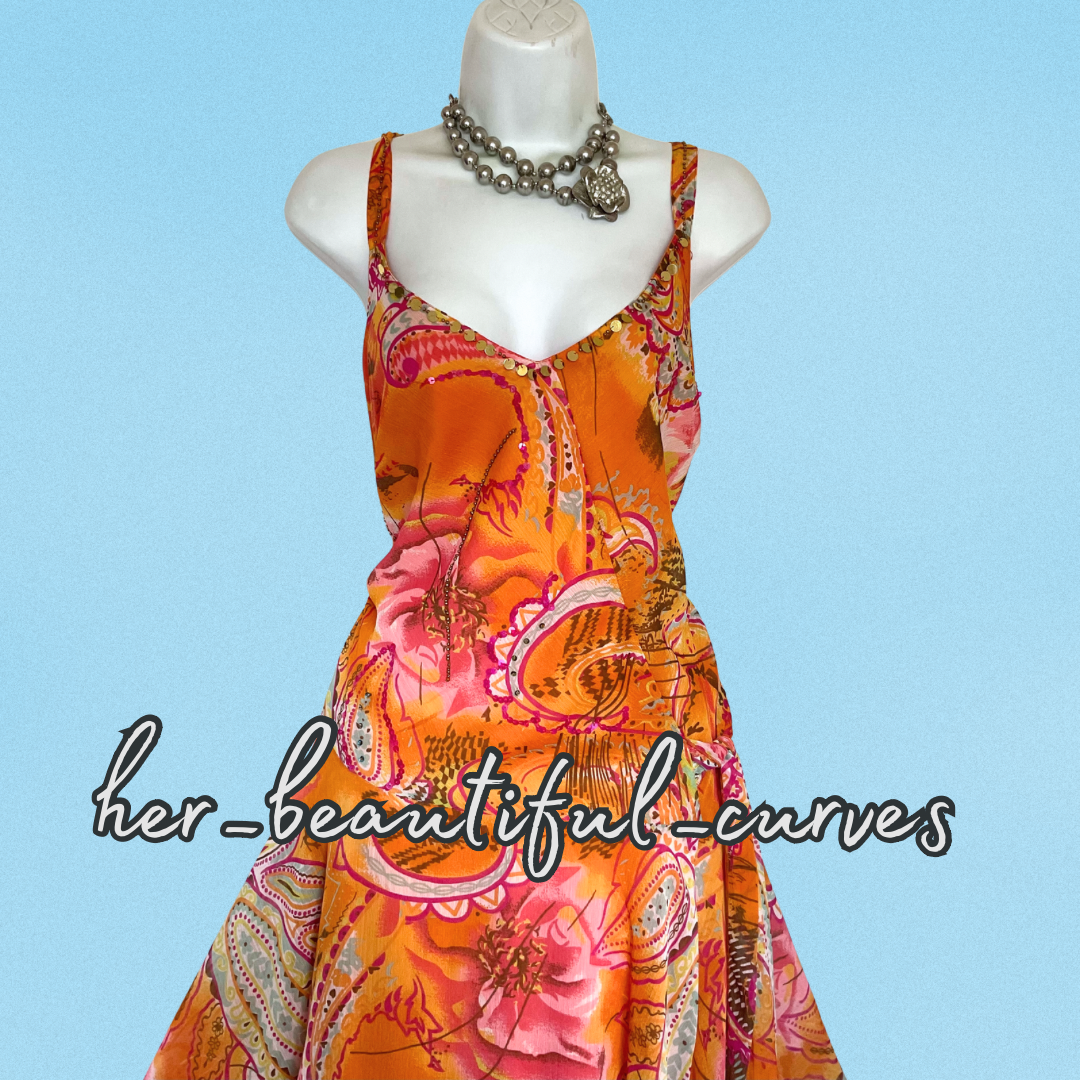 JOE BROWNS PAISLEY FLORAL HANDKERCHIEF HEM OCCASION PARTY DRESS SIZE 18