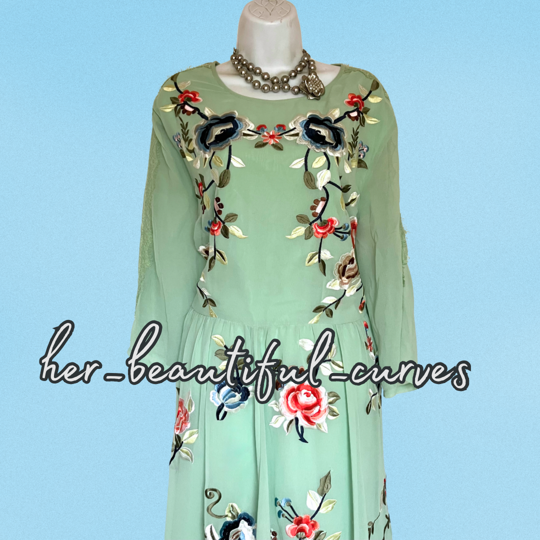 ASOS EMBROIDERED FLORAL WEDDING OCCASION PARTY DRESS SIZE 24