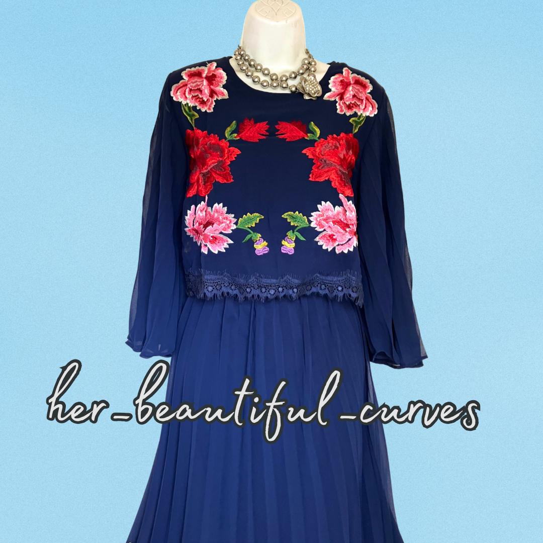 ASOS EMBROIDERED FLORAL OVERLAY OCCASION PARTY DRESS SIZE UK 18