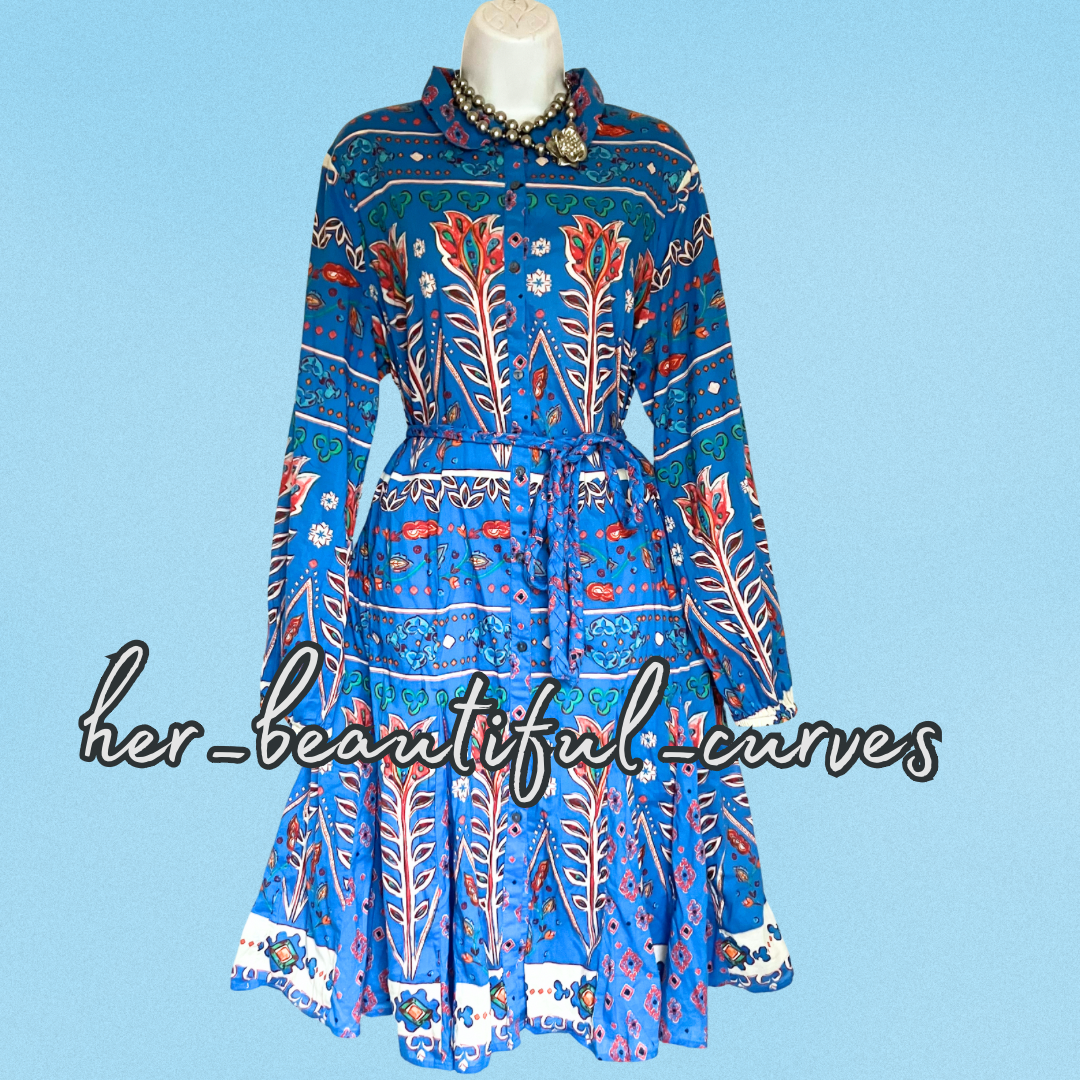 MONSOON FLORAL PRINT SHIRT PARTY DRESS SIZE 18