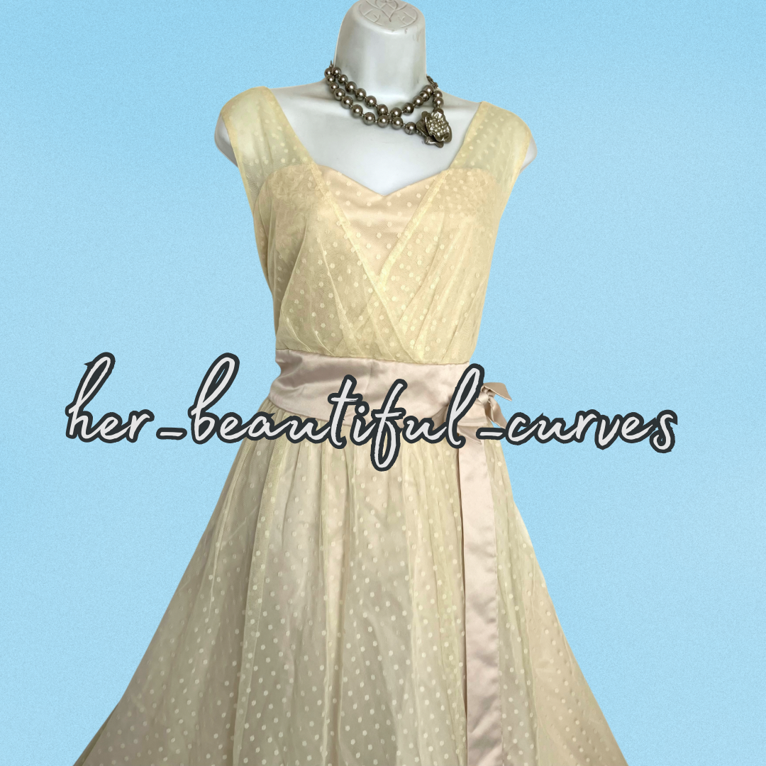 LINDY BOP POLKA DOTS VINTAGE STYLE OCCASION PARTY DRESS SIZE 20 fits 18