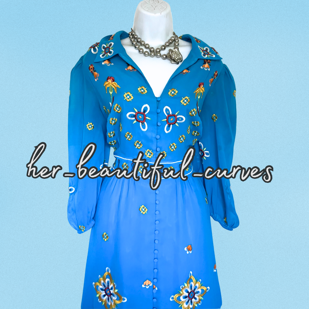 MONSOON EMBROIDERED FLORAL 40s STYLE WEDDING OCCASION PARTY DRESS SIZE 18