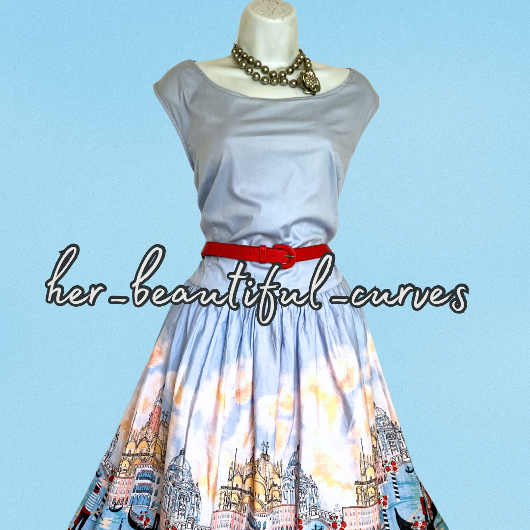 LINDY VENICE PRINT VINTAGE STYLE OCCASION PARTY DRESS SIZE 24
