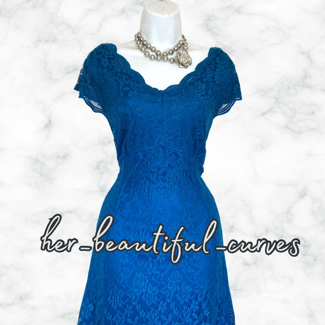 JOANNA HOPE TEAL EMBROIDERED FLORAL LACE OCCASION PARTY DRESS SIZE 18