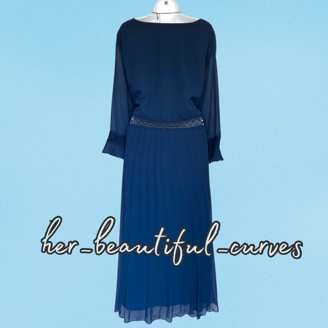 ASOS EMBROIDERED FLORAL PLEATED MIDI OCCASION PARTY DRESS SIZE 24