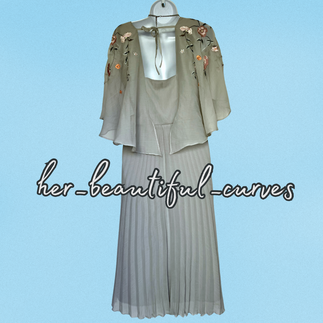 ASOS EMBROIDERED FLORAL PLEATED OCCASION PARTY DRESS SIZE 20