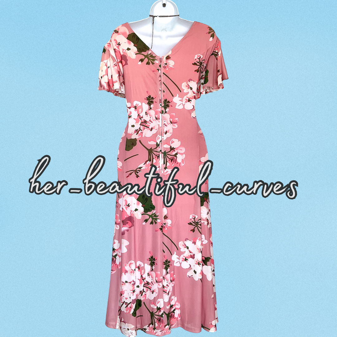 JOLIE MOI FLORAL PRINT 40s JERSEY OCCASION PARTY DRESS SIZE 20