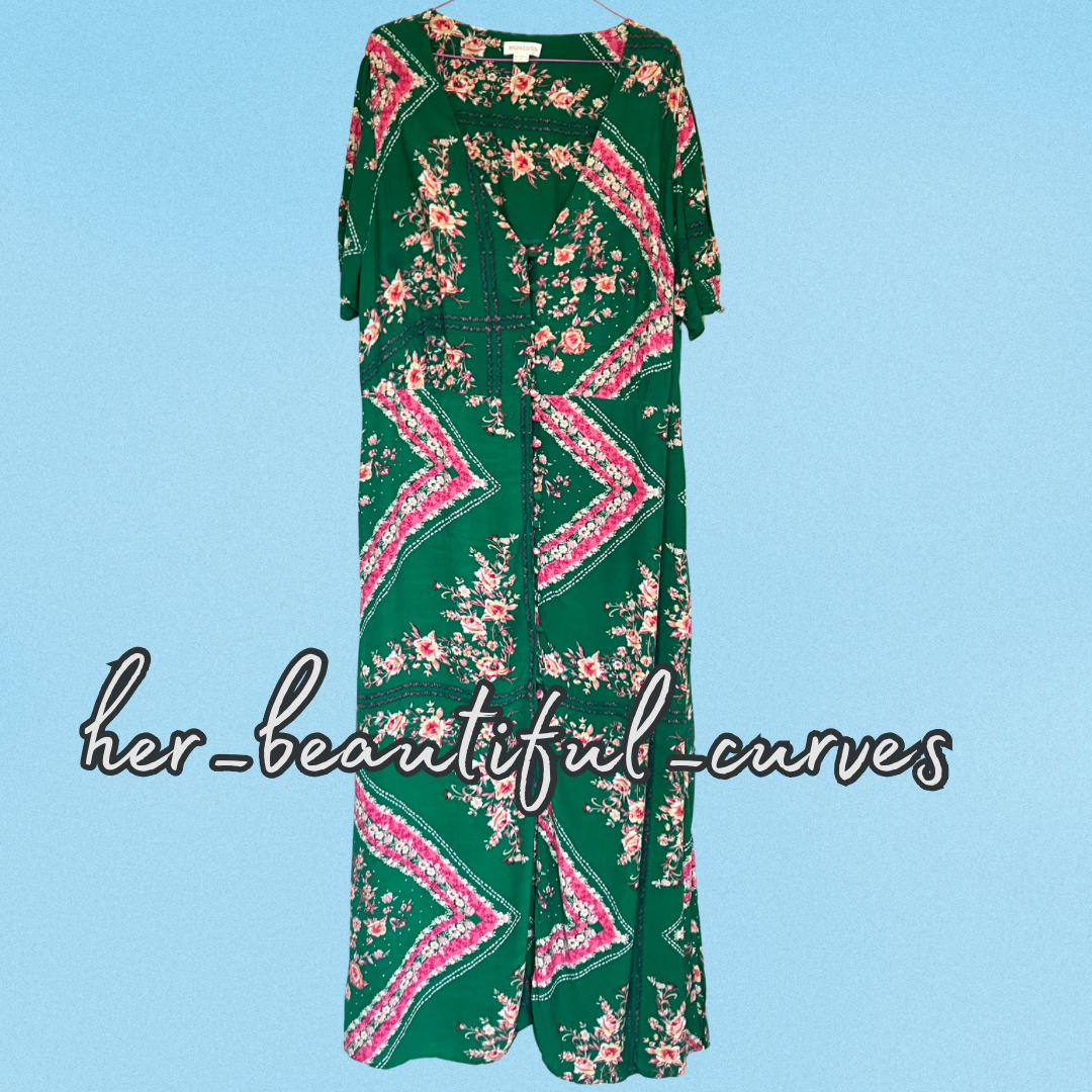 MONSOON FLORAL PRINT 40s STYLE WEDDING OCCASION PARTY DRESS SIZE 22