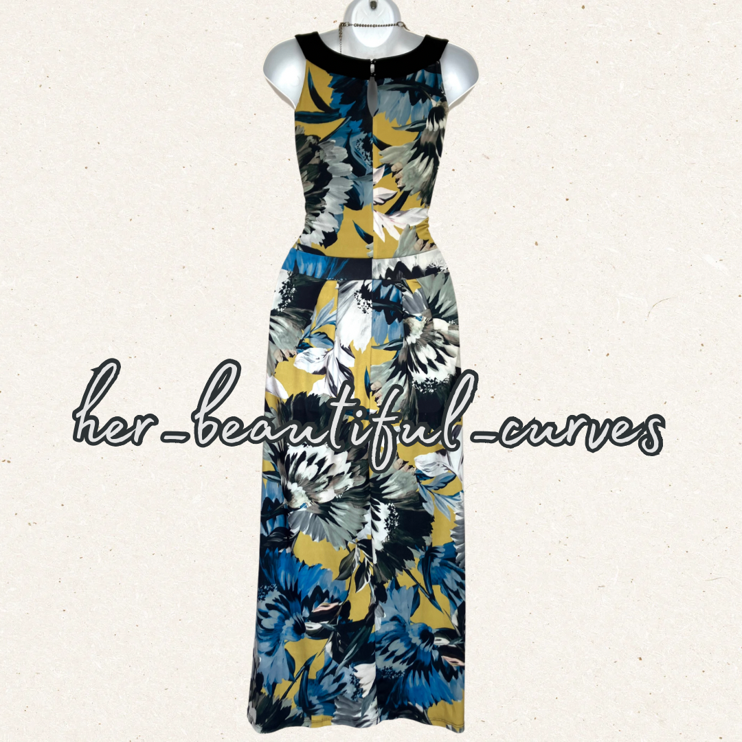 JOANNA HOPE KEYHOLE FLORAL PRINT JERSEY WEDDING OCCASION PARTY DRESS SIZE 18