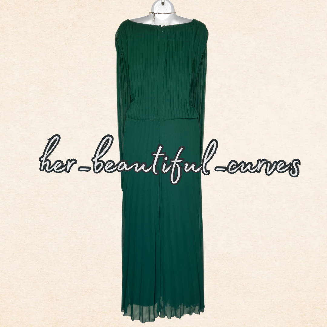 ASOS GREEN PLEATED WEDDING OCCASION PARTY DRESS SIZE 26