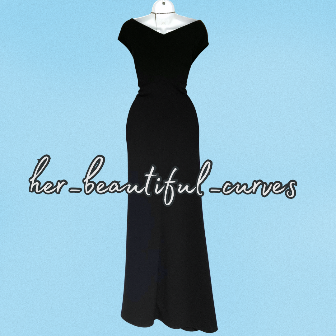 QUIZ BLACK MAXI OCCASION JERSEY EVENING PARTY DRESS SIZE 22