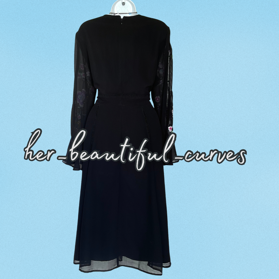 ASOS EMBROIDERED FLORAL MIDI OCCASION WEDDING PARTY DRESS SIZE 16
